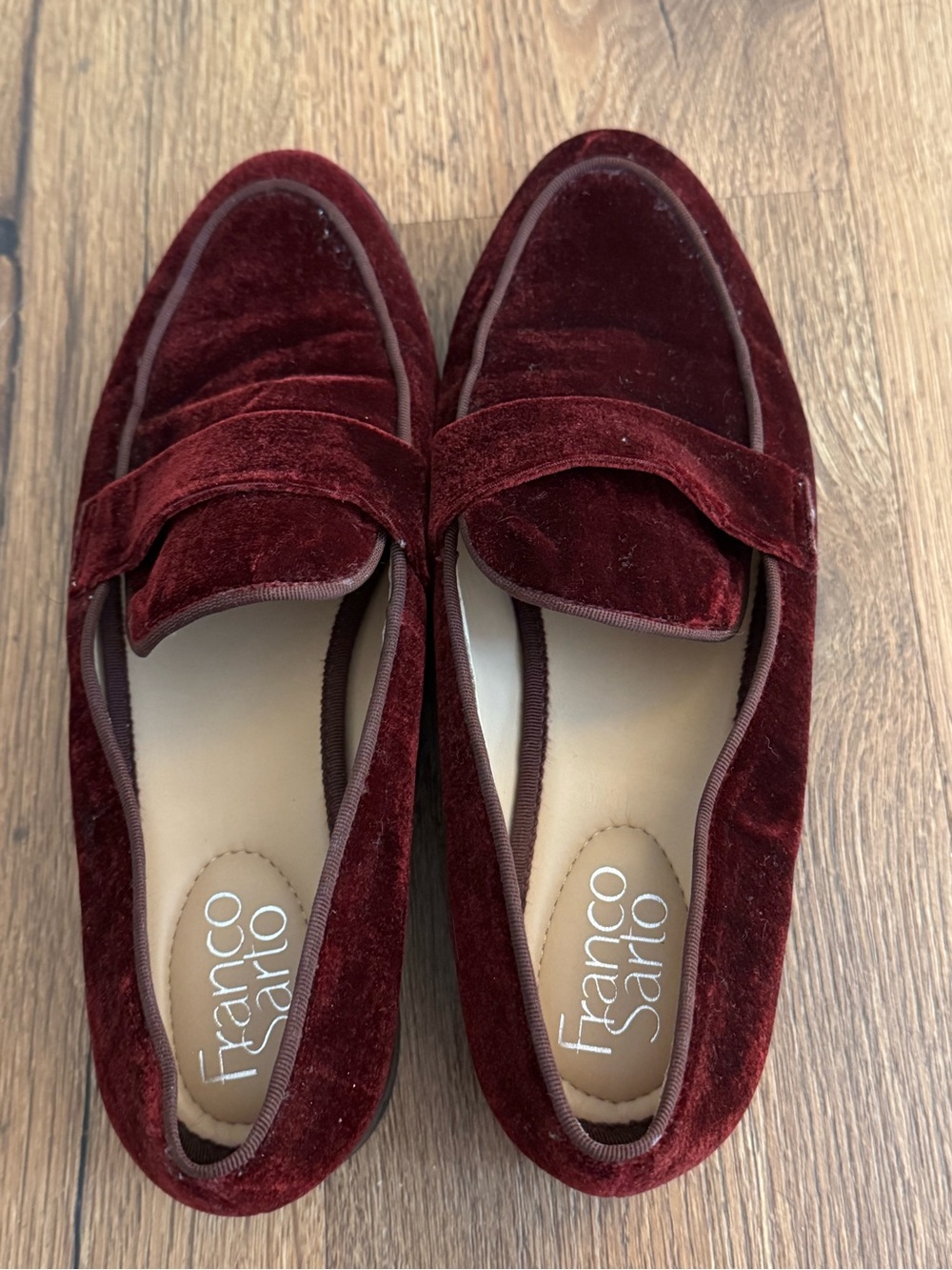 Franco Sarto Women’s Deep Wine Velvet Penny Loafers